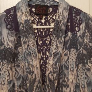 FRENCH BLUE 
BLAZER / JACKET w/LACE BACK BEAUTIFUL